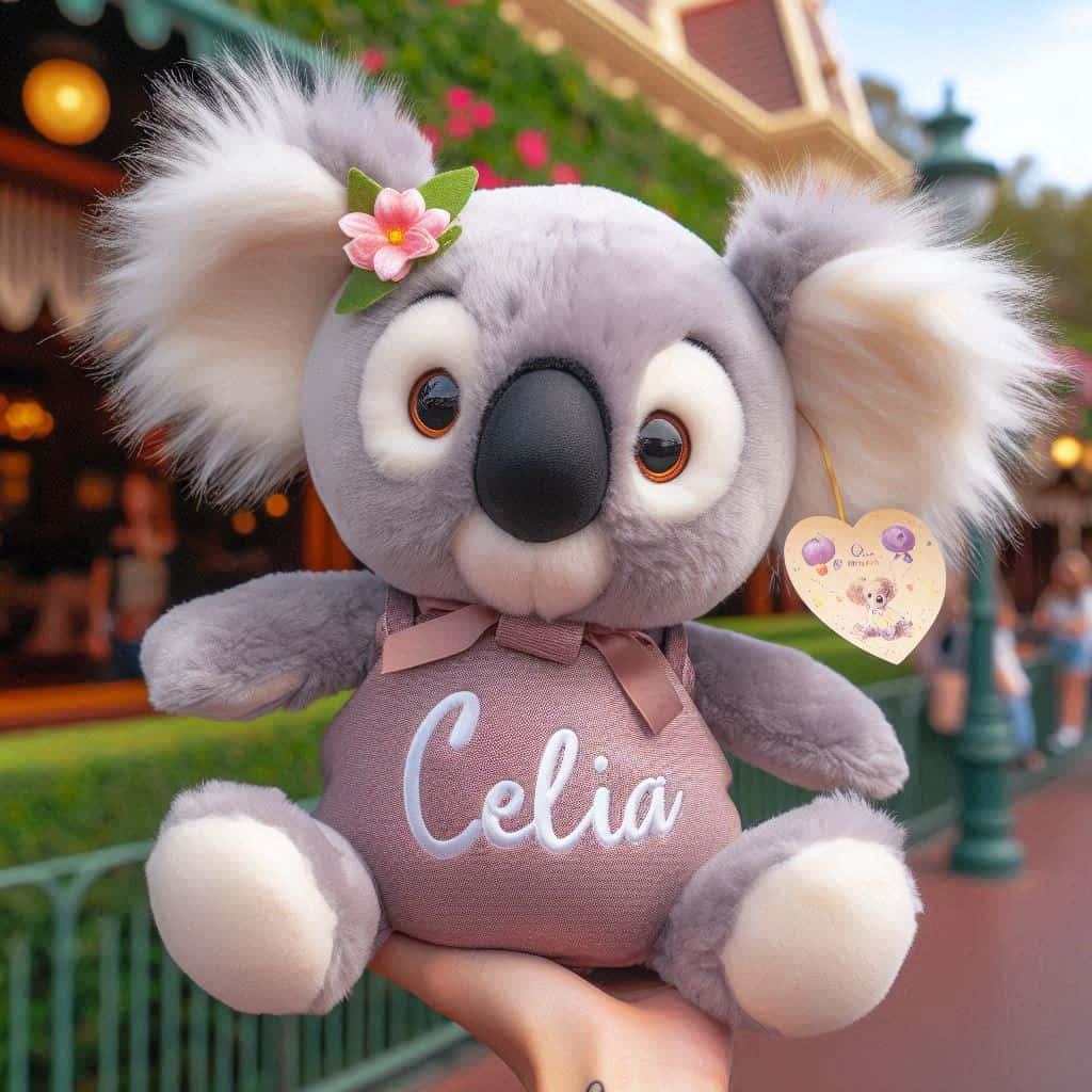 Peluche personnalisee koala avec le prenom celia