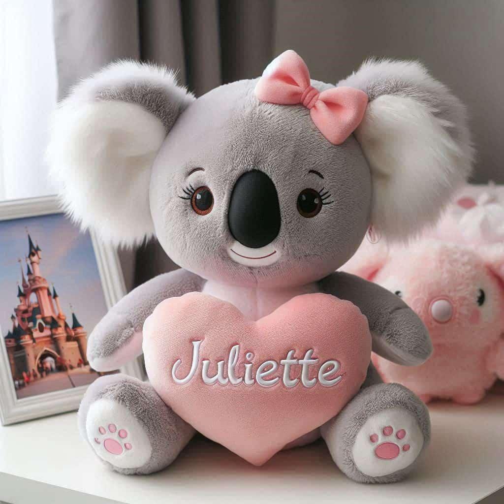 Peluche personnalisee koala avec le prenom juliette