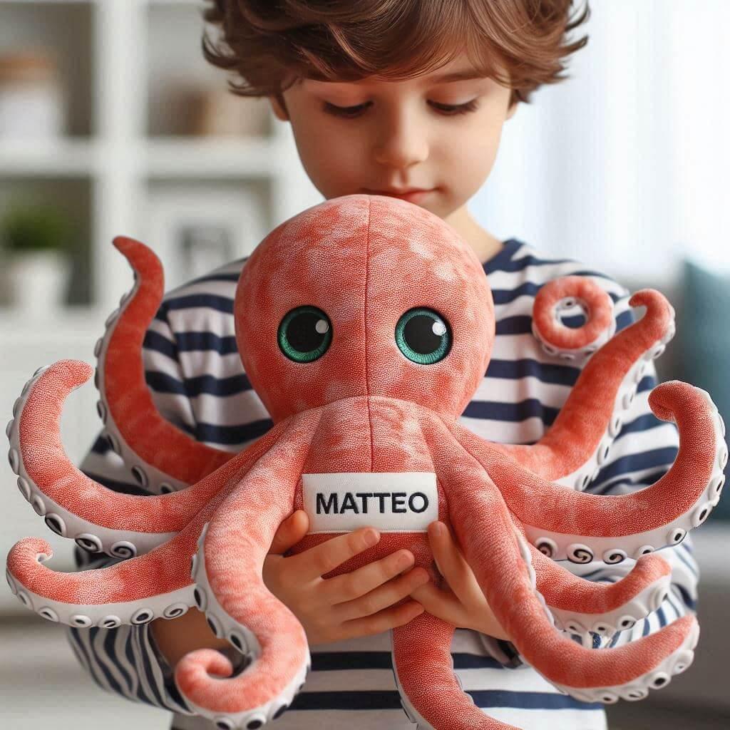 Peluche poulpe avec le prenom matteo