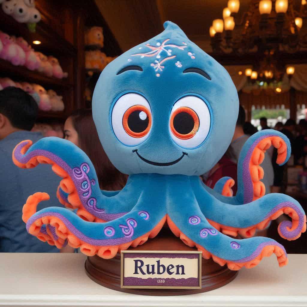 Peluche poulpe avec le prenom ruben