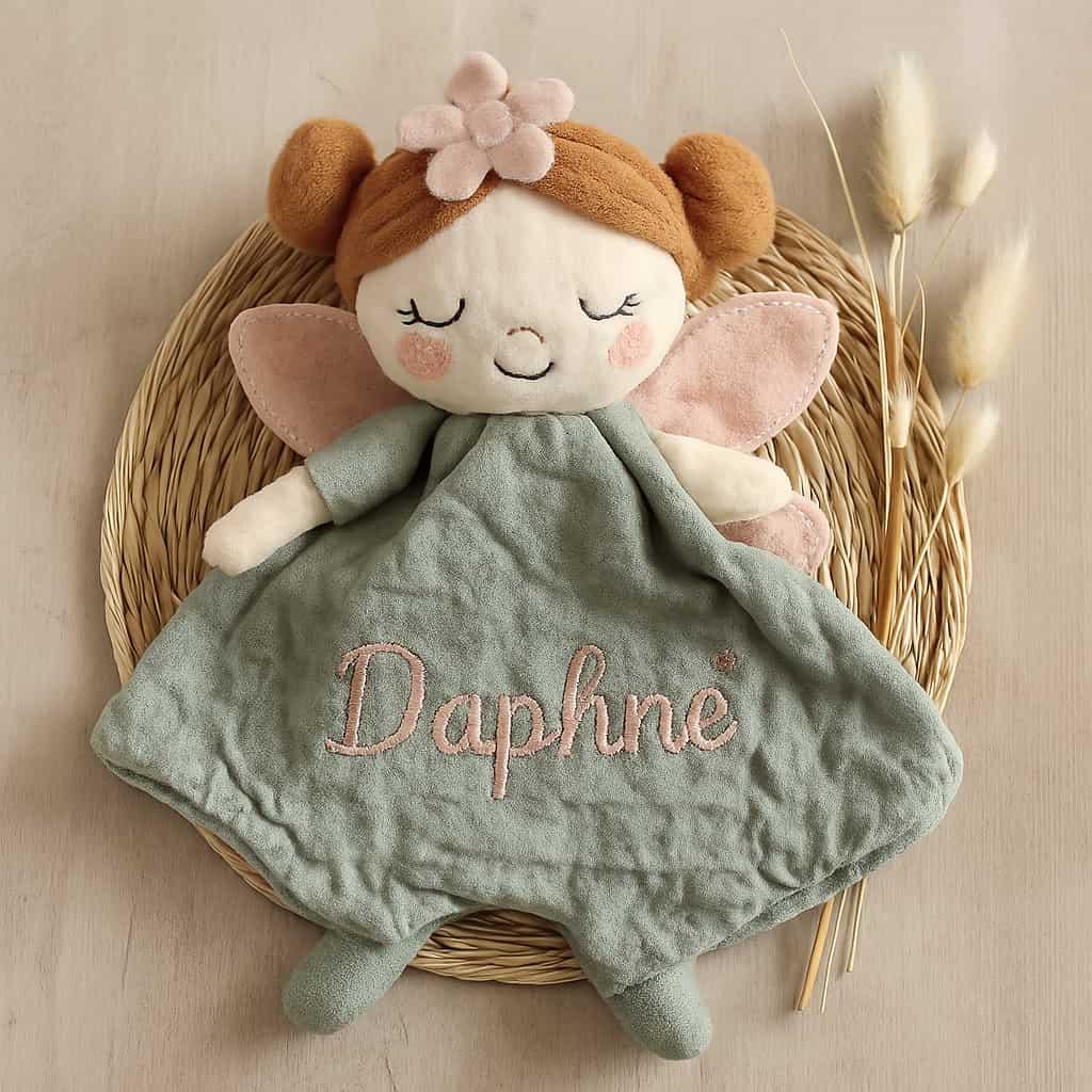 Peluche poupee doudou fee personnalisee avec le prenom daphne poetique