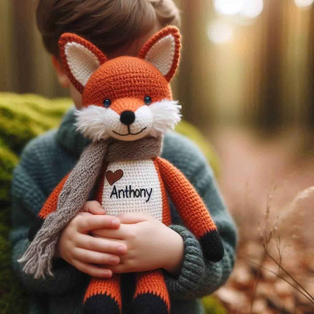 Peluche renard personnalisee avec le prenom anthony