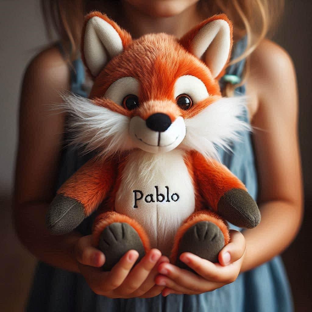 Peluche renard personnalisee avec le prenom pablo