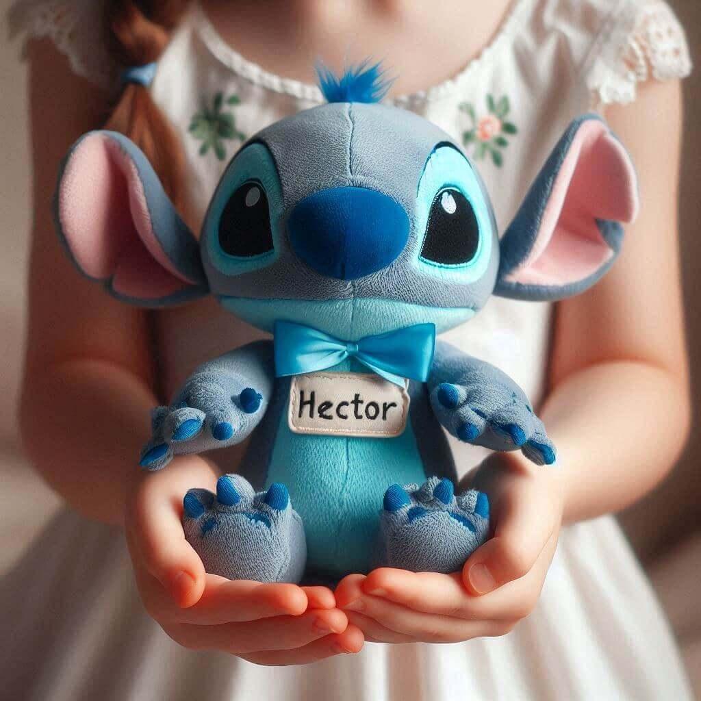 Peluche stitch bleu avec prenom hector