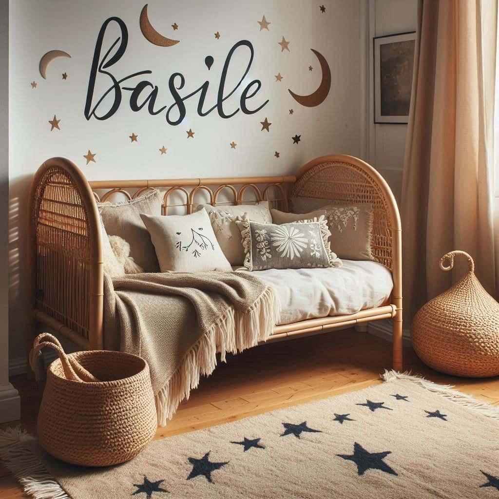 Petit coin style deco boheme personnalise avec le prenom basile