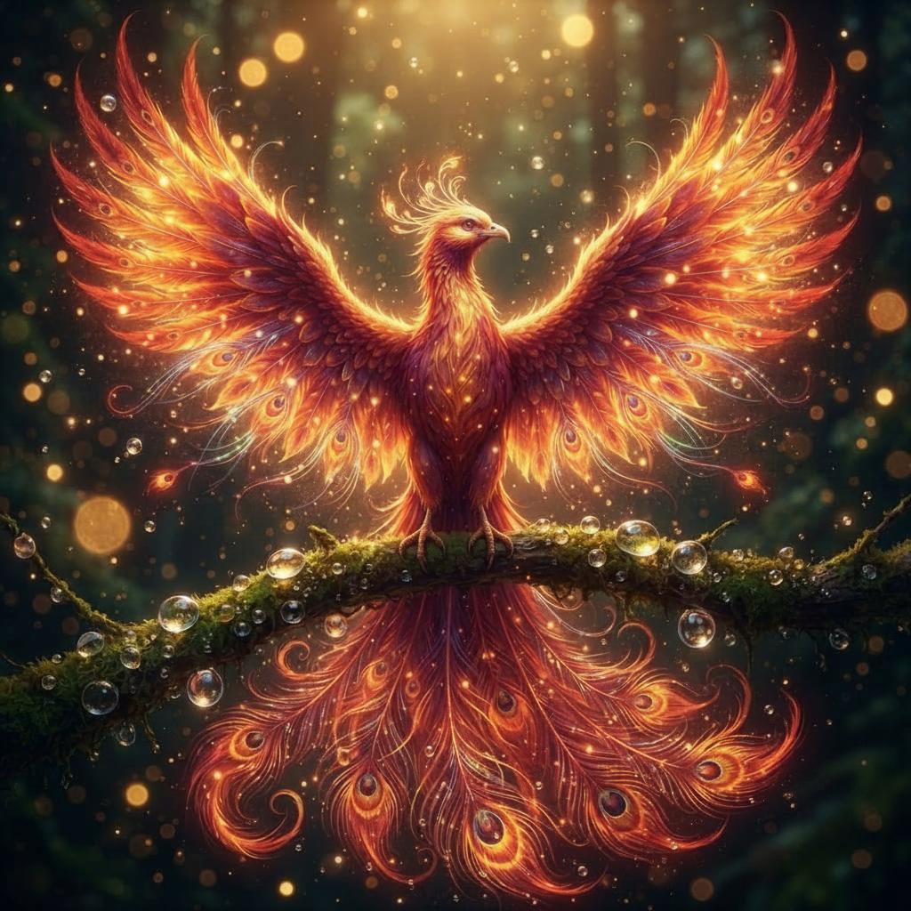 Phenix majestueux aux ailes deployees dans une atmosphere onirique symbole puissant de renaissance de transformation interieure et de resilience 1