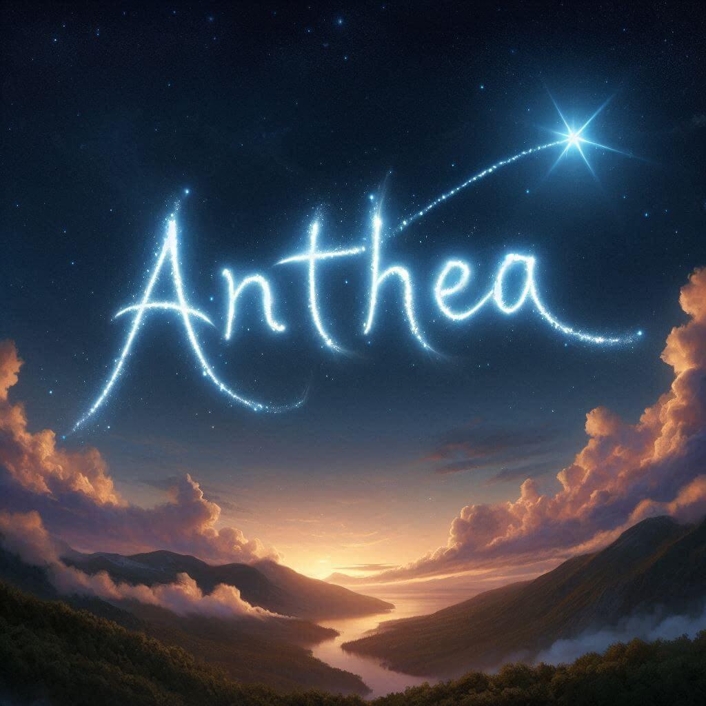Le prenom anthéa ecrit dans le ciel