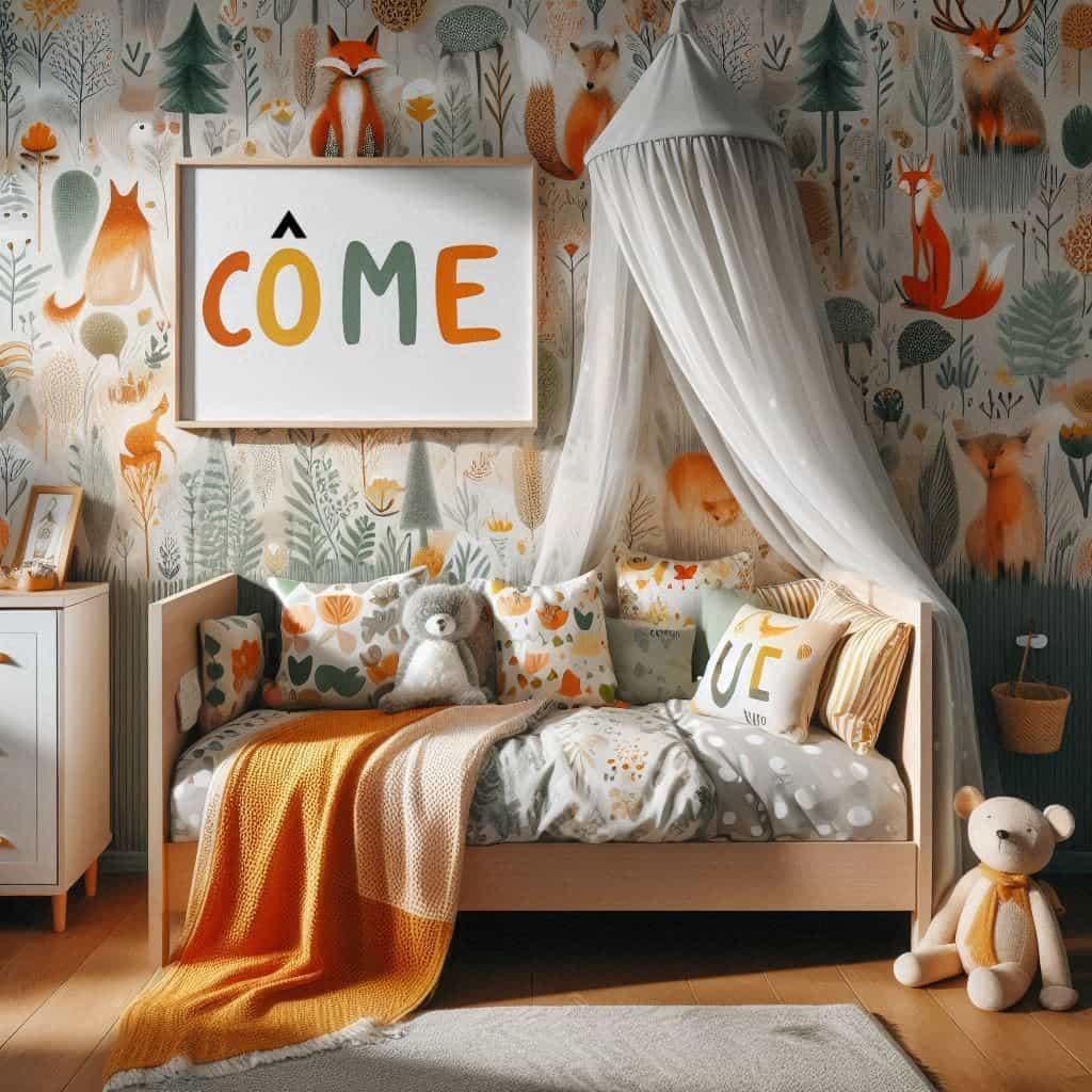Prenom come dans une chambre d enfant theme animaux de la foret trop mignons