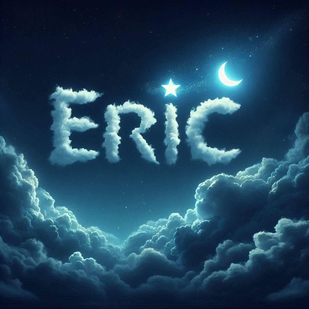 Prenom eric ecrit dans les nuages avec une petite etoile allumee dans le ciel 1