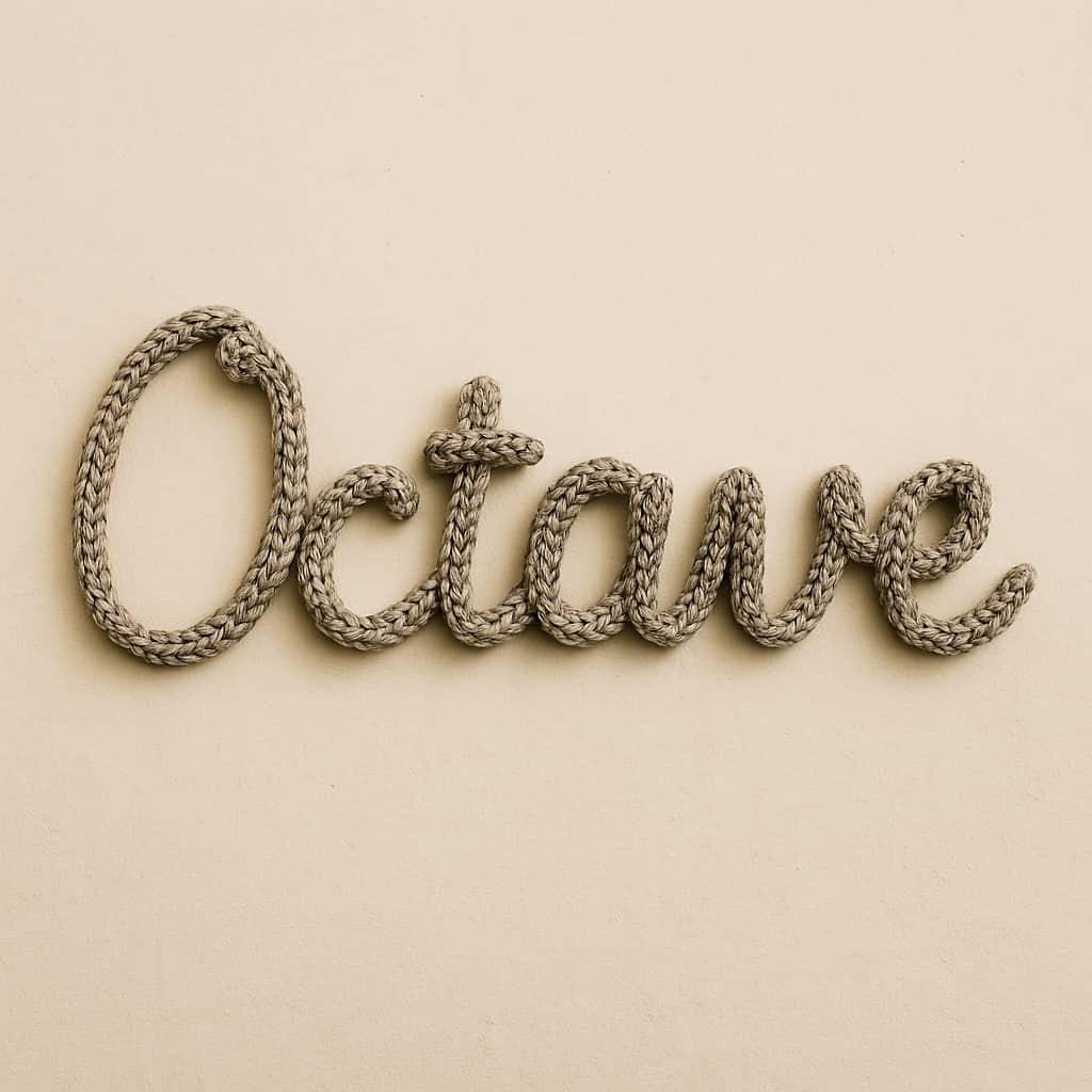 Prenom octave ecrit en tricotin couleur taupe