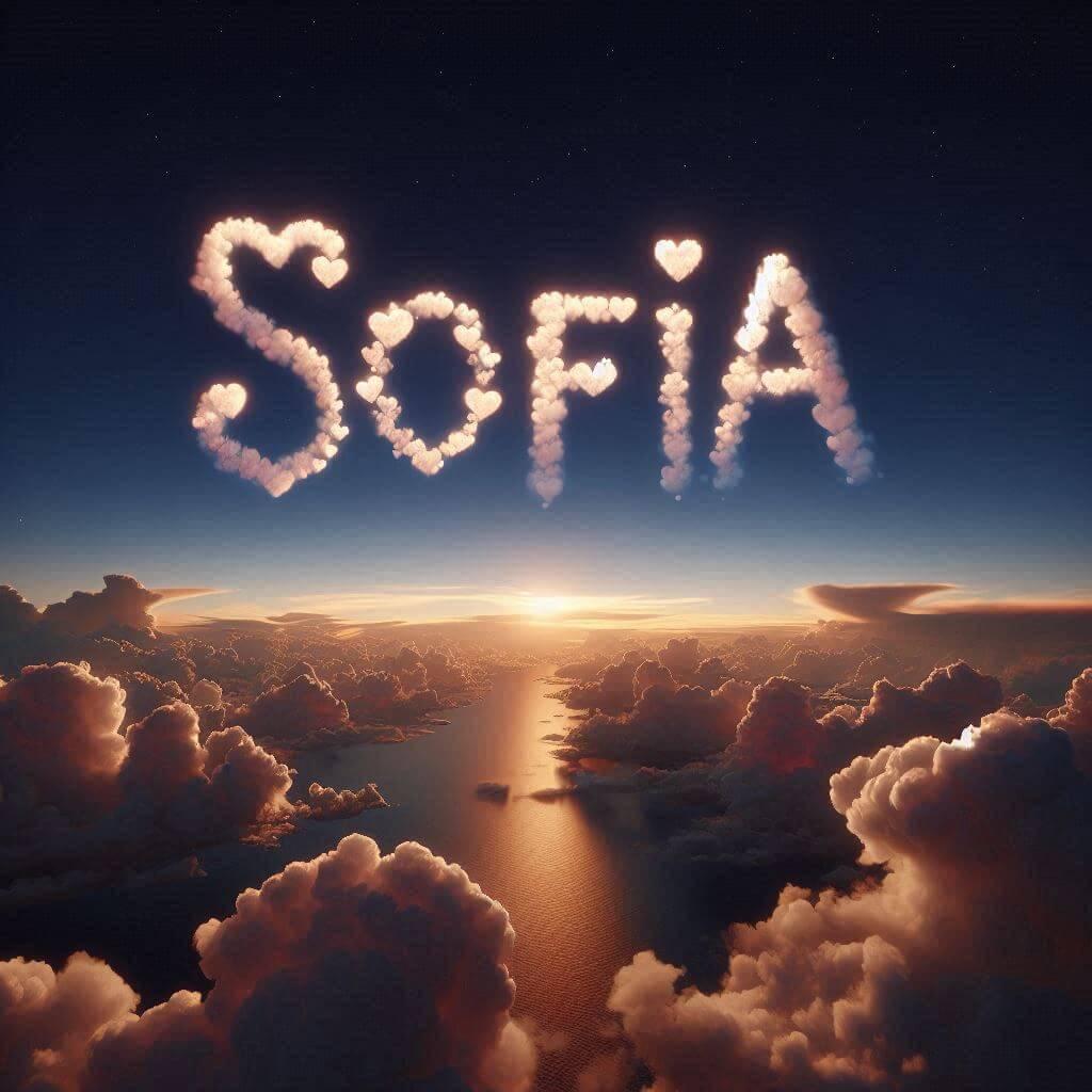 Prenom sofia ecrit dans le ciel