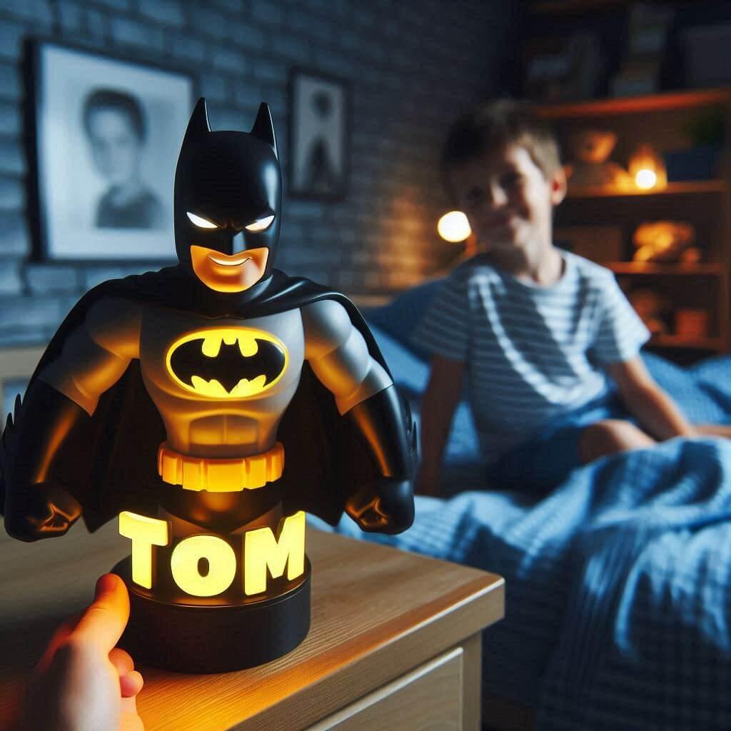 Prenom tom veilleuse personnalisee theme batman