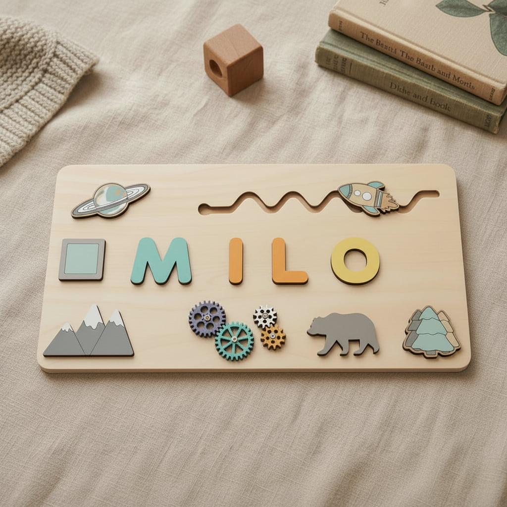 Puzzle montessori personnalise avec le prenom milo