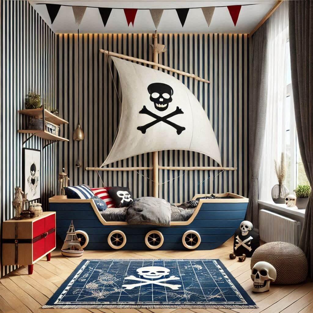 chambre theme pirate avec lit bateau
