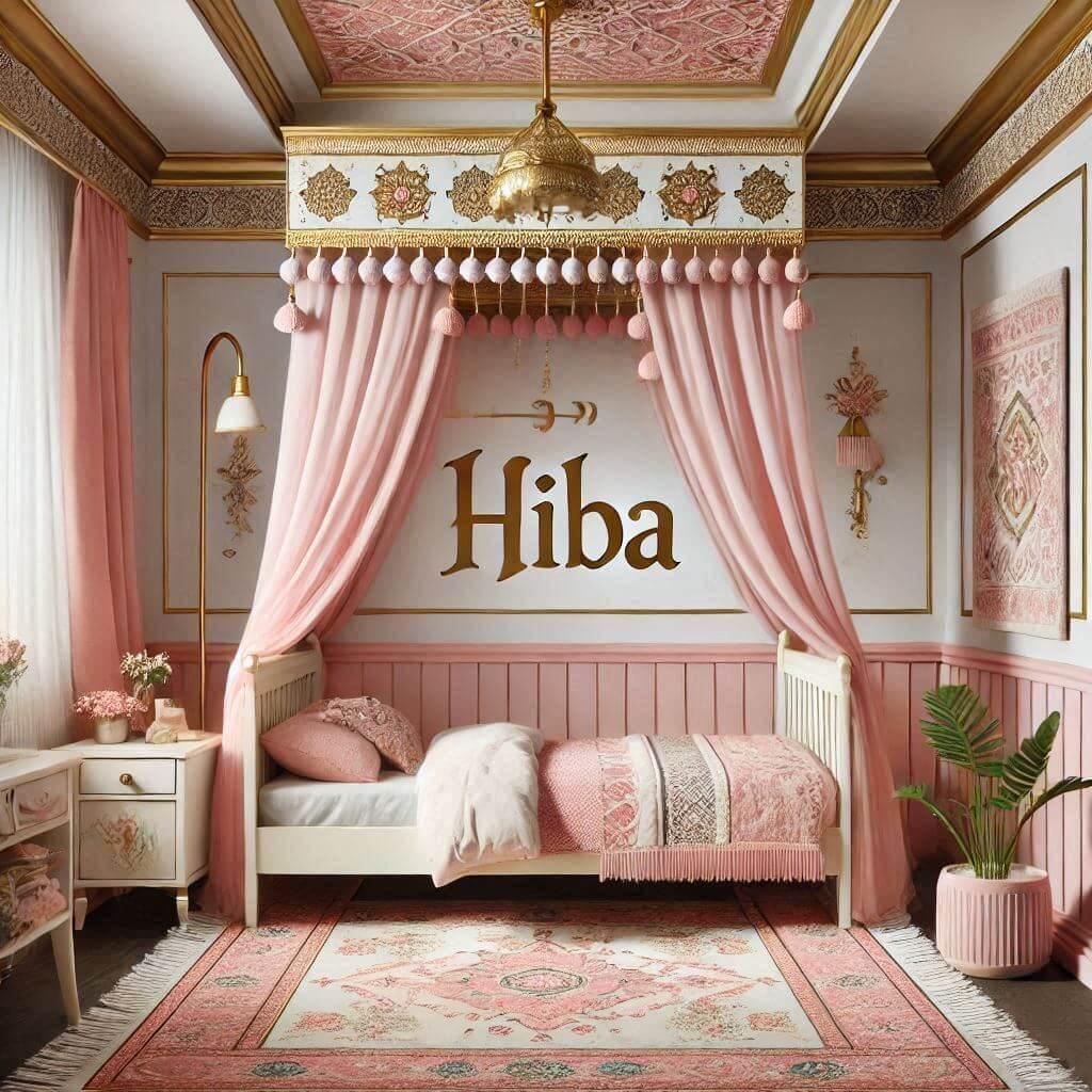 chambre petite fille, theme oriental, prenom Hiba