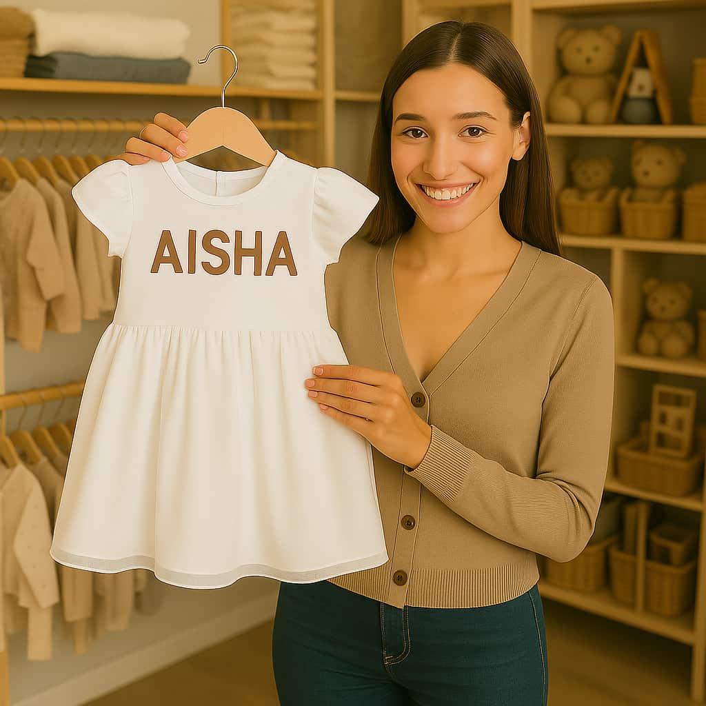 Robe pour petite fille personnalisee avec le prenom aisha