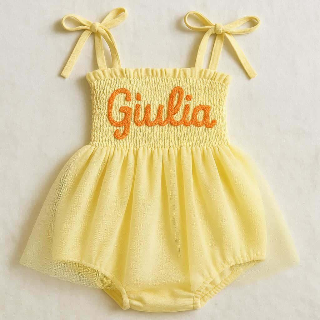 Robe tutu pour bebe fille personnalisee avec le prenom giulia fait main