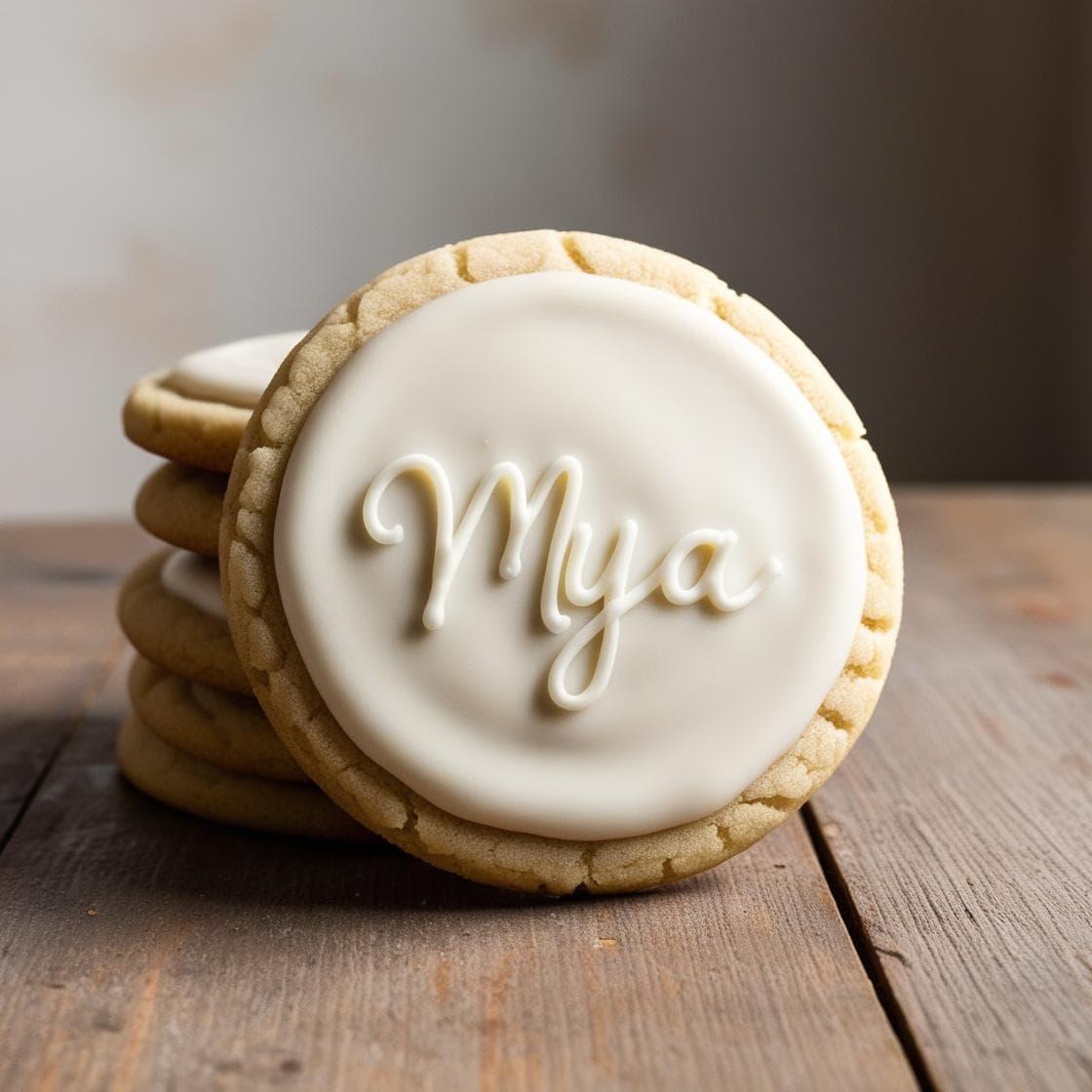 Superbe biscuit personnalise avec le prenom mya