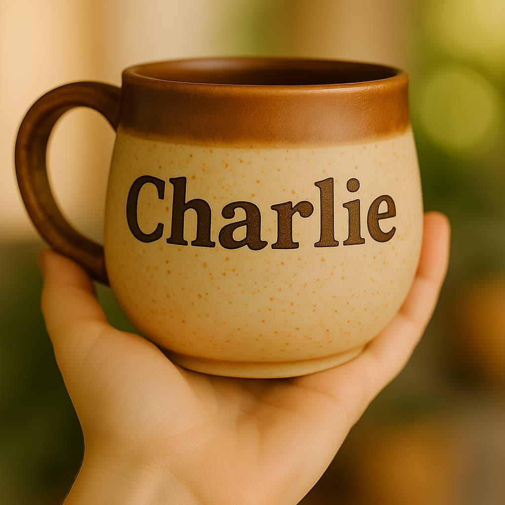 Tasse en porcelaine avec le prenom charlie