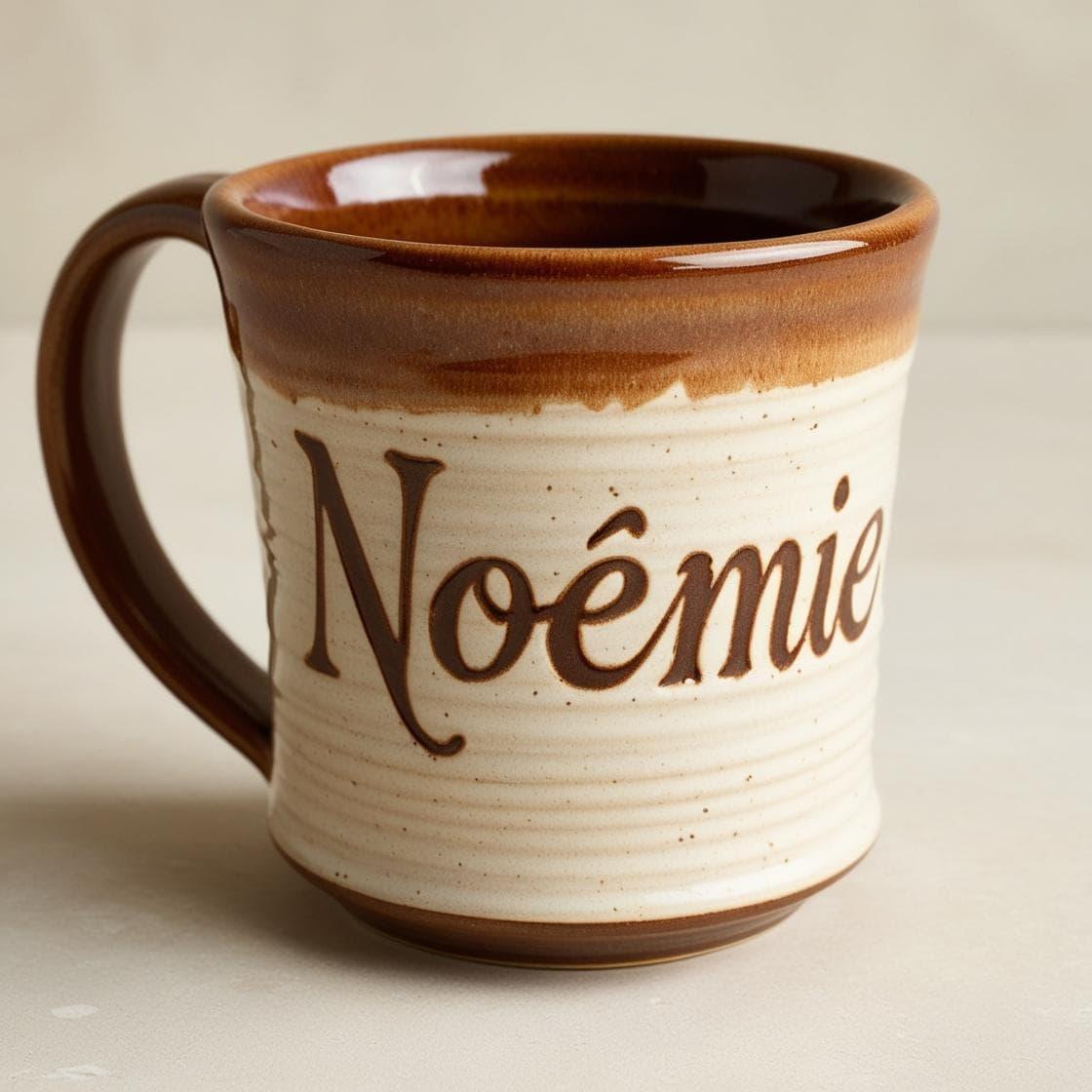Tasse personnalisee avec le prenom noemie style porcelaine