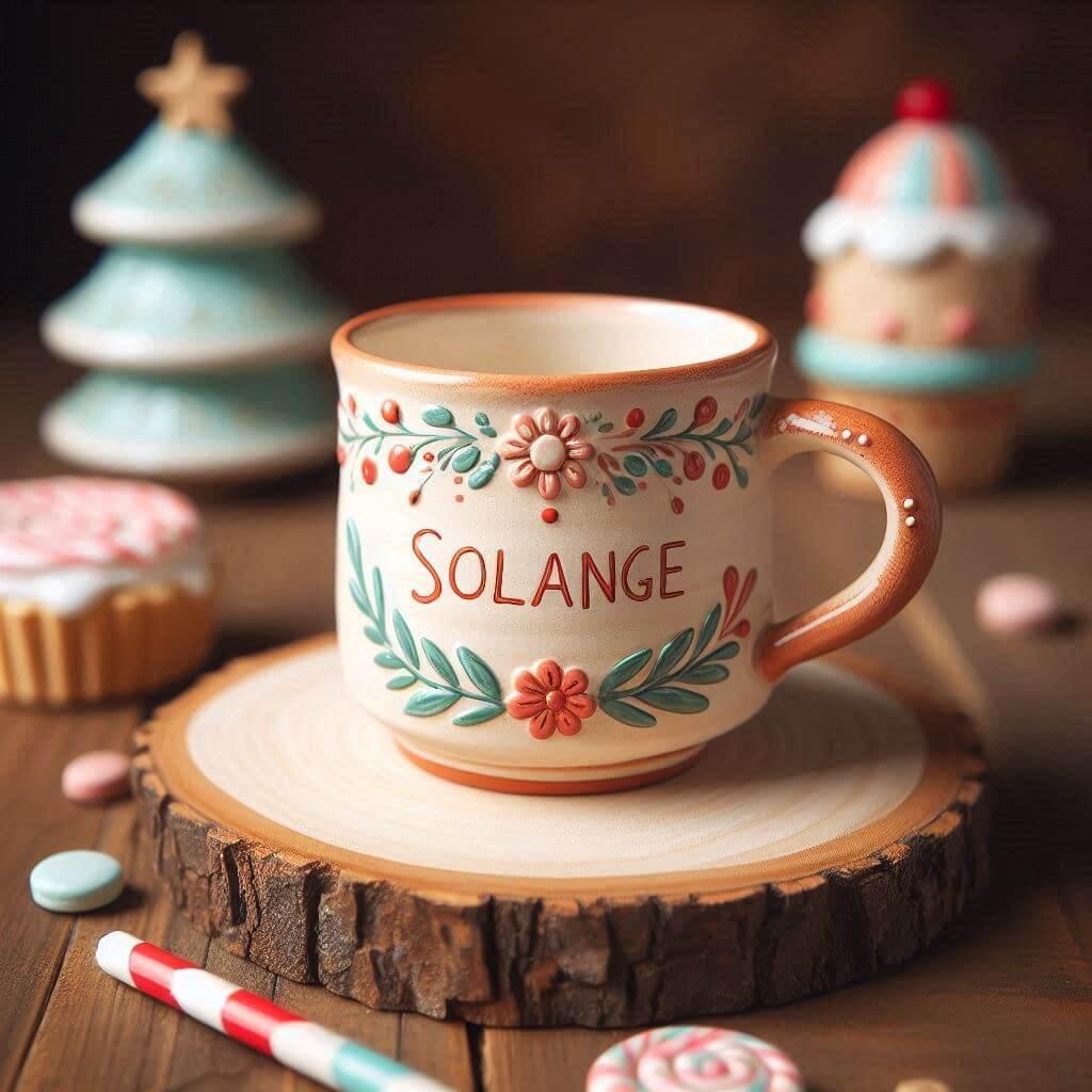 Tasse pour enfant avec le prenom solange style poterie