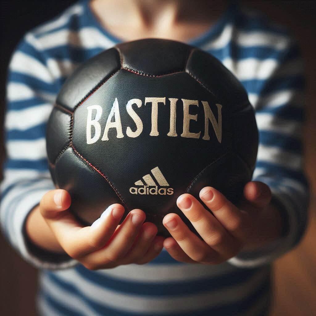 Un ballon de football avec le prenom bastien