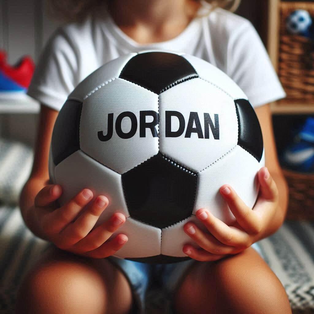 Un ballon de football avec le prenom jordan