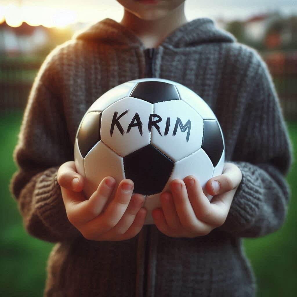 Un ballon de football avec le prenom karim