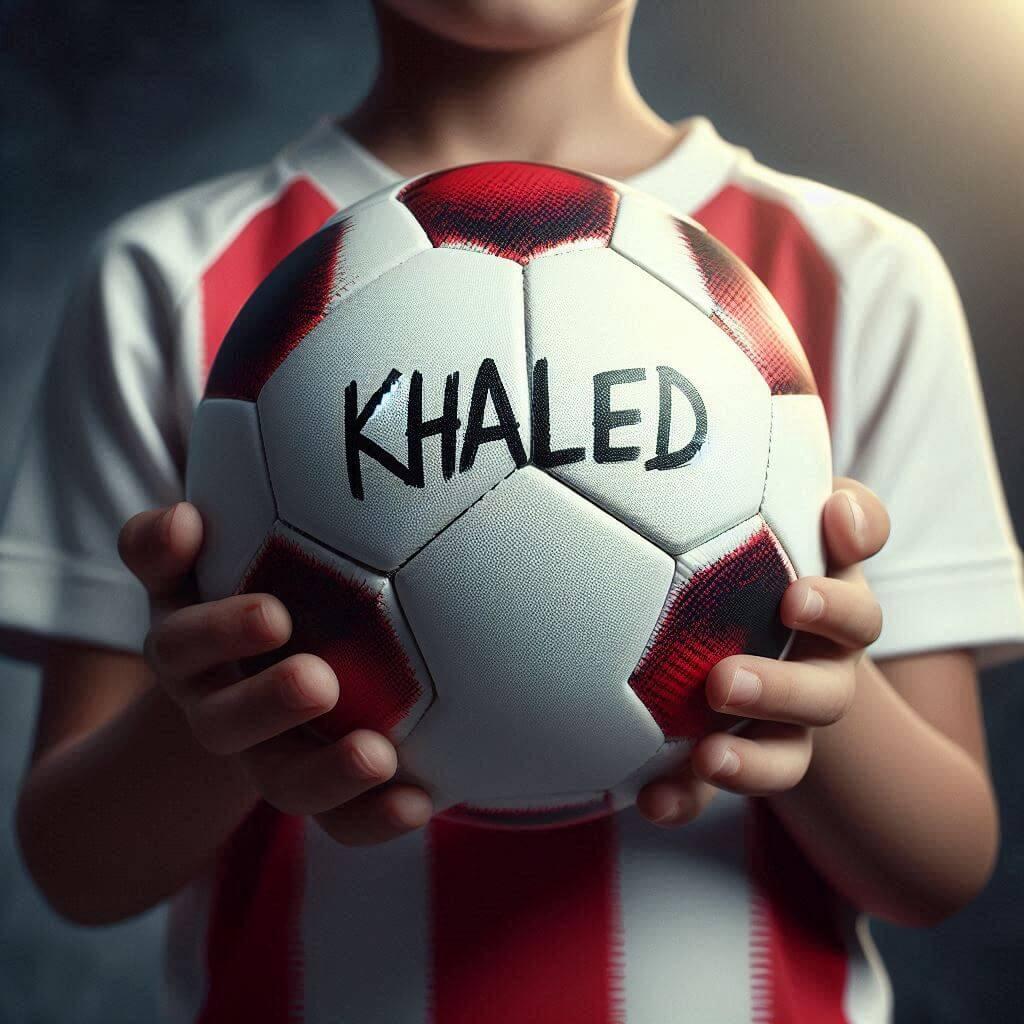 Un ballon de football avec le prenom khaled