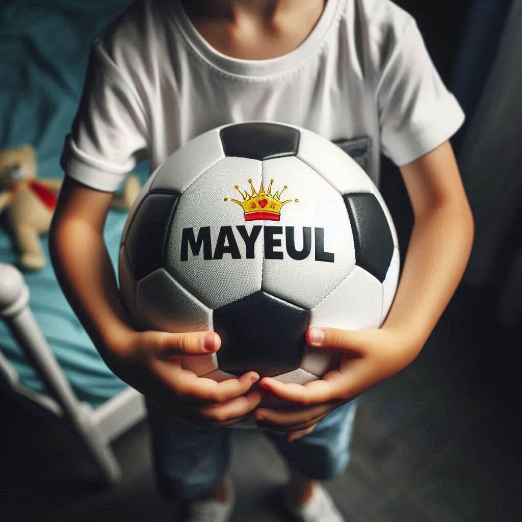 Un ballon de football avec le prenom mayeul