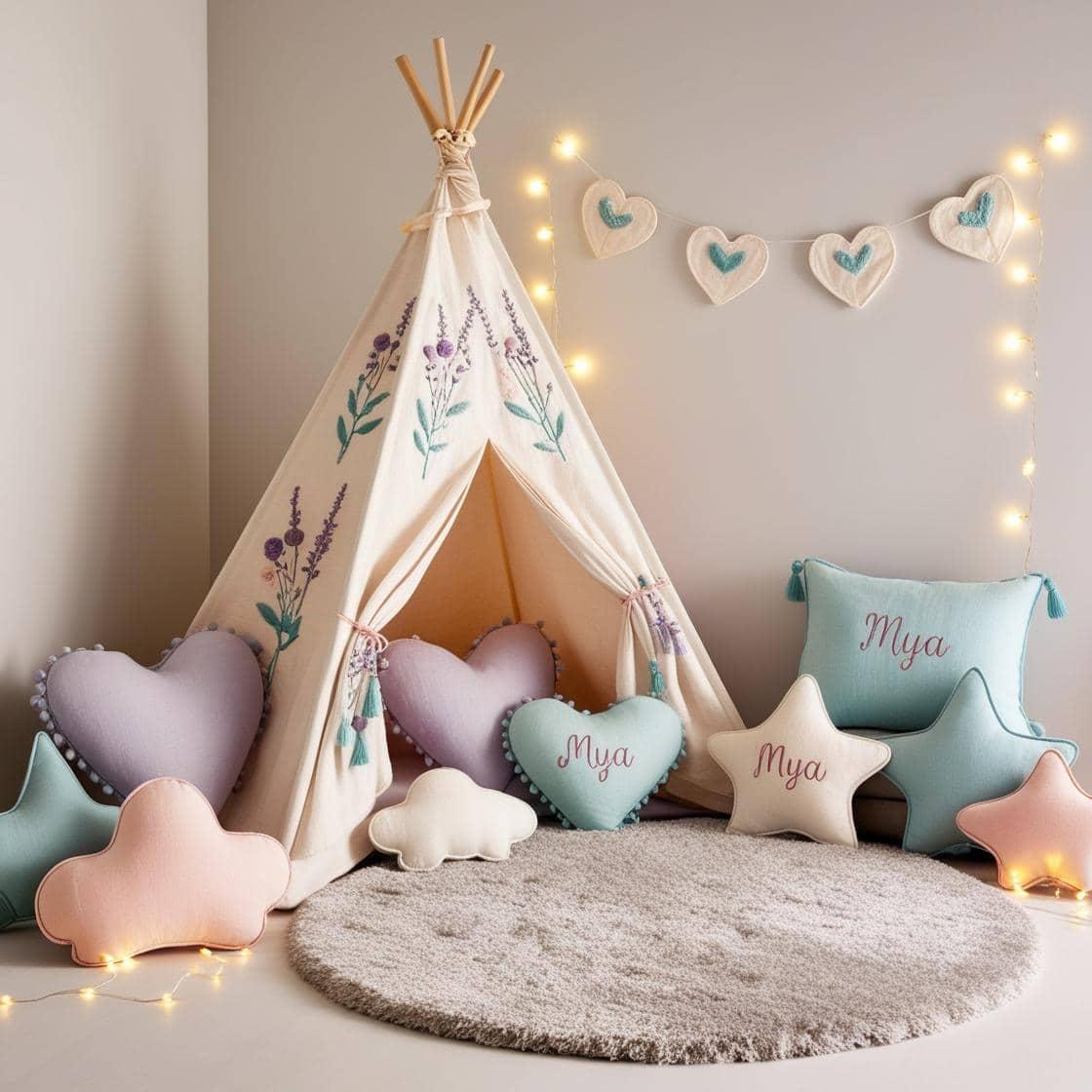 Un coin lecture aesthetic et pastel personnalisé avec le prenom mya