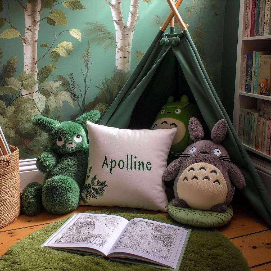 decoration chambre mon voisin totoro personnalisée avec le prénom apolline