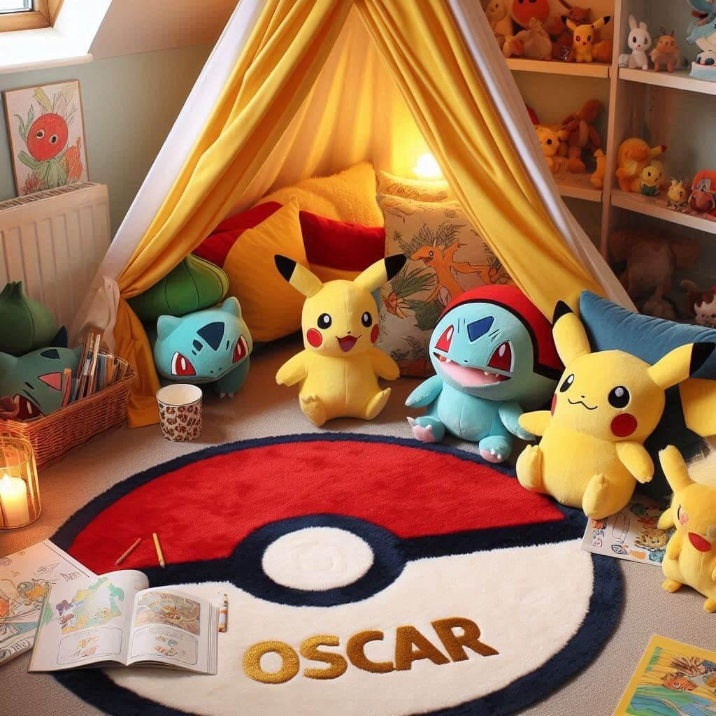 decoration chambre sur le theme pokemon, prenom oscar