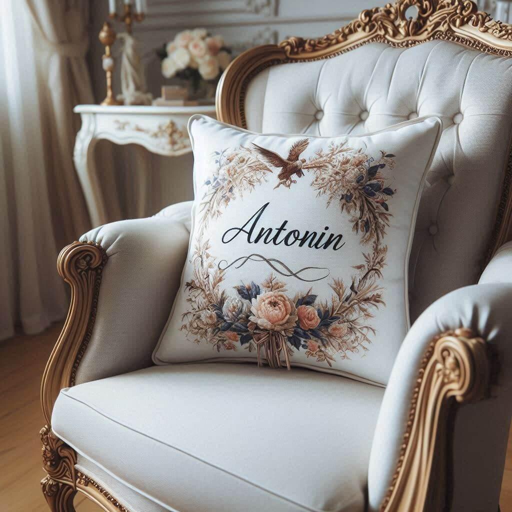 Un coussin avec le prenom antonin