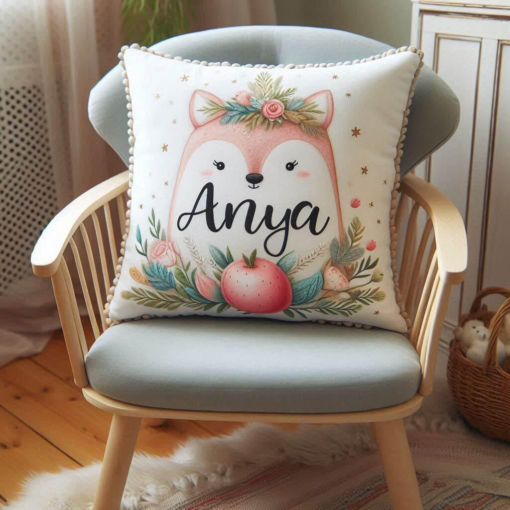 Un coussin personnalisé avec le prenom anya