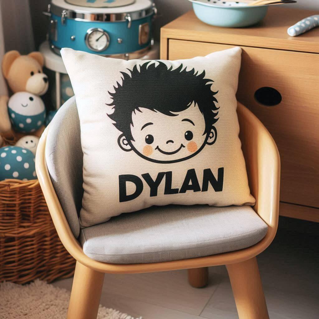 Un coussin avec le prenom dylan