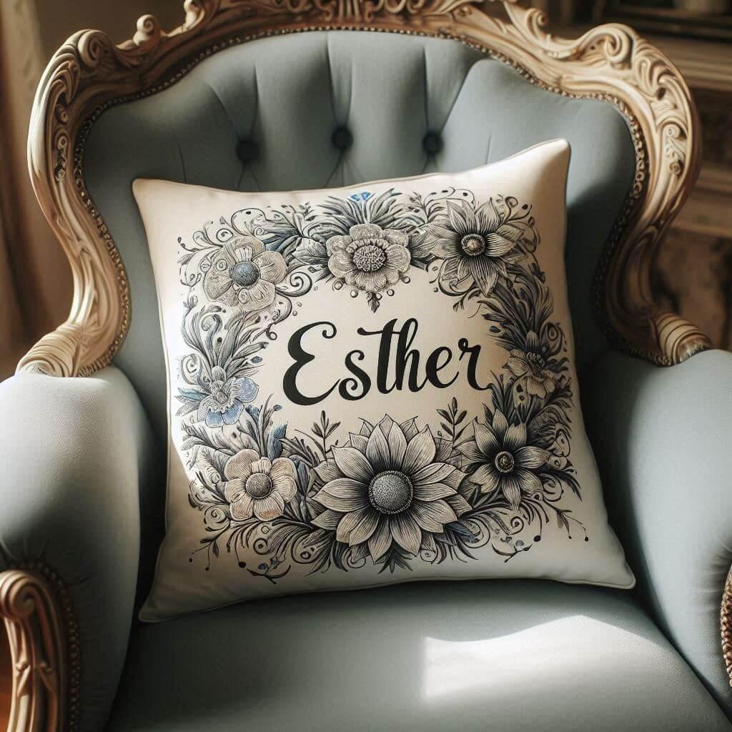 Un coussin avec le prenom esther