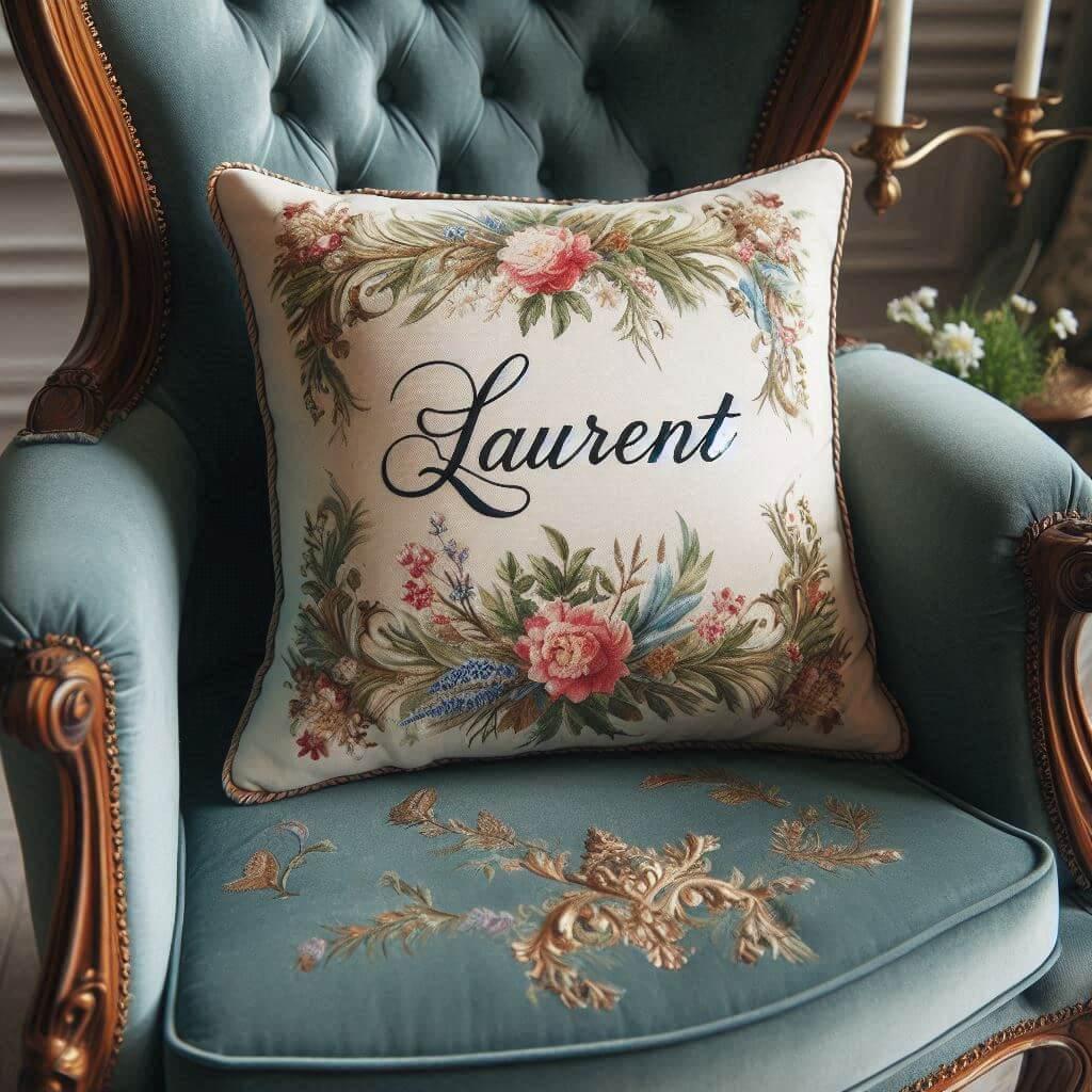 Un coussin avec le prenom laurent