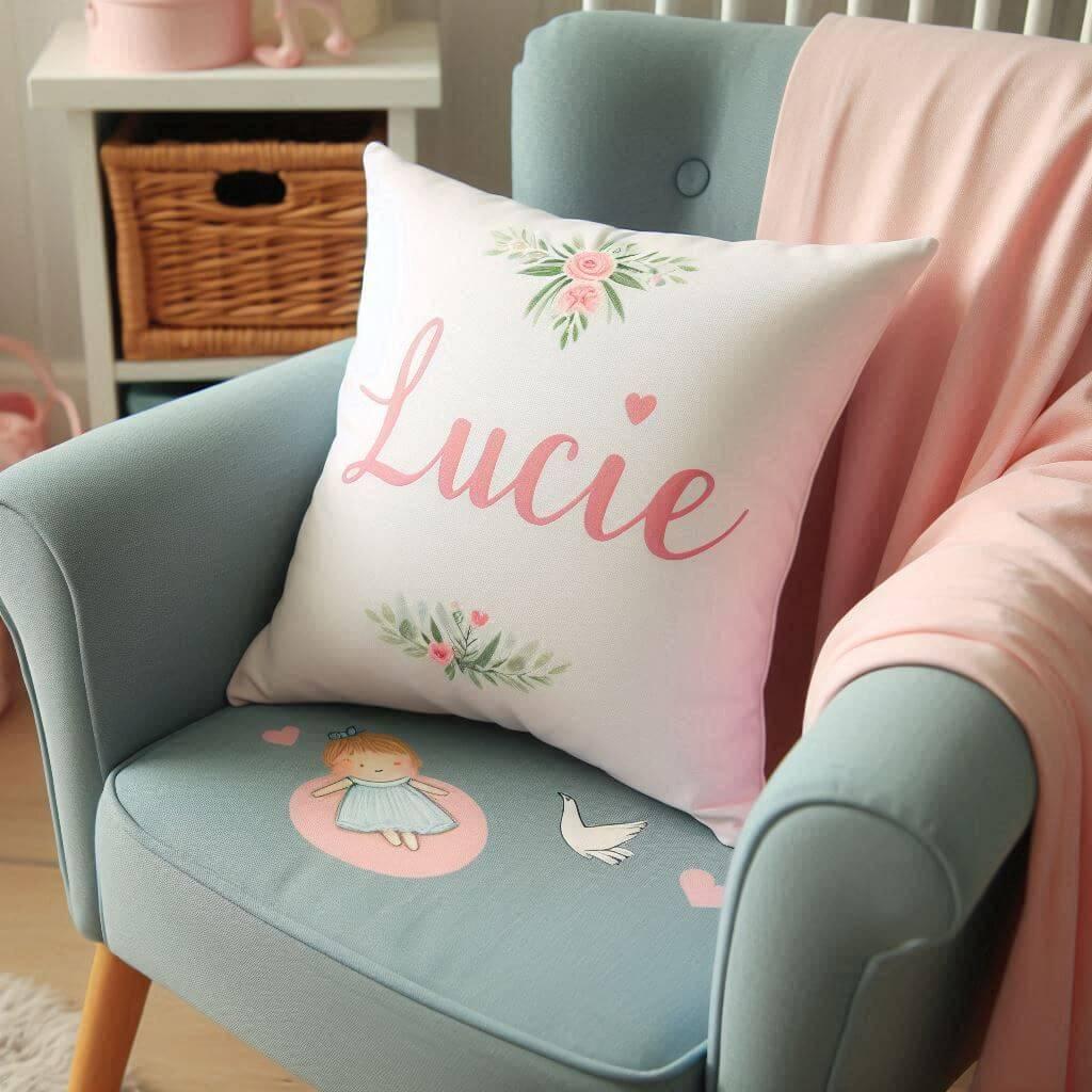 Un coussin avec le prenom lucie