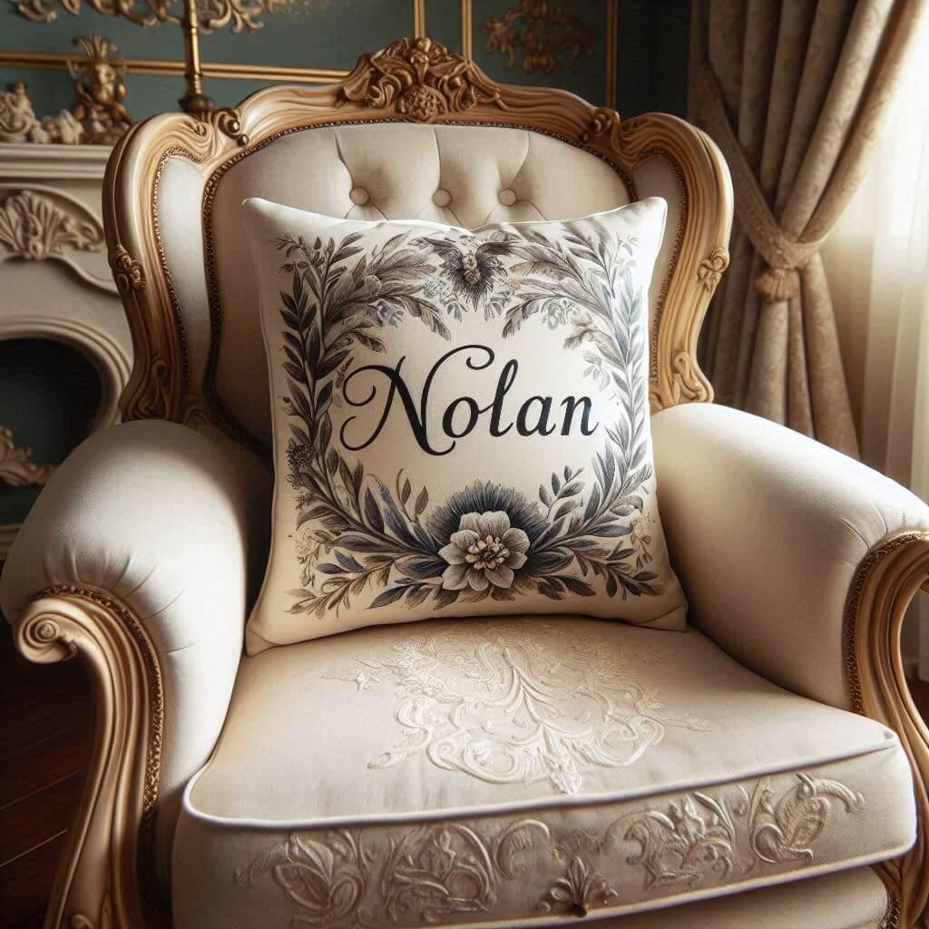 Un coussin avec le prenom nolan