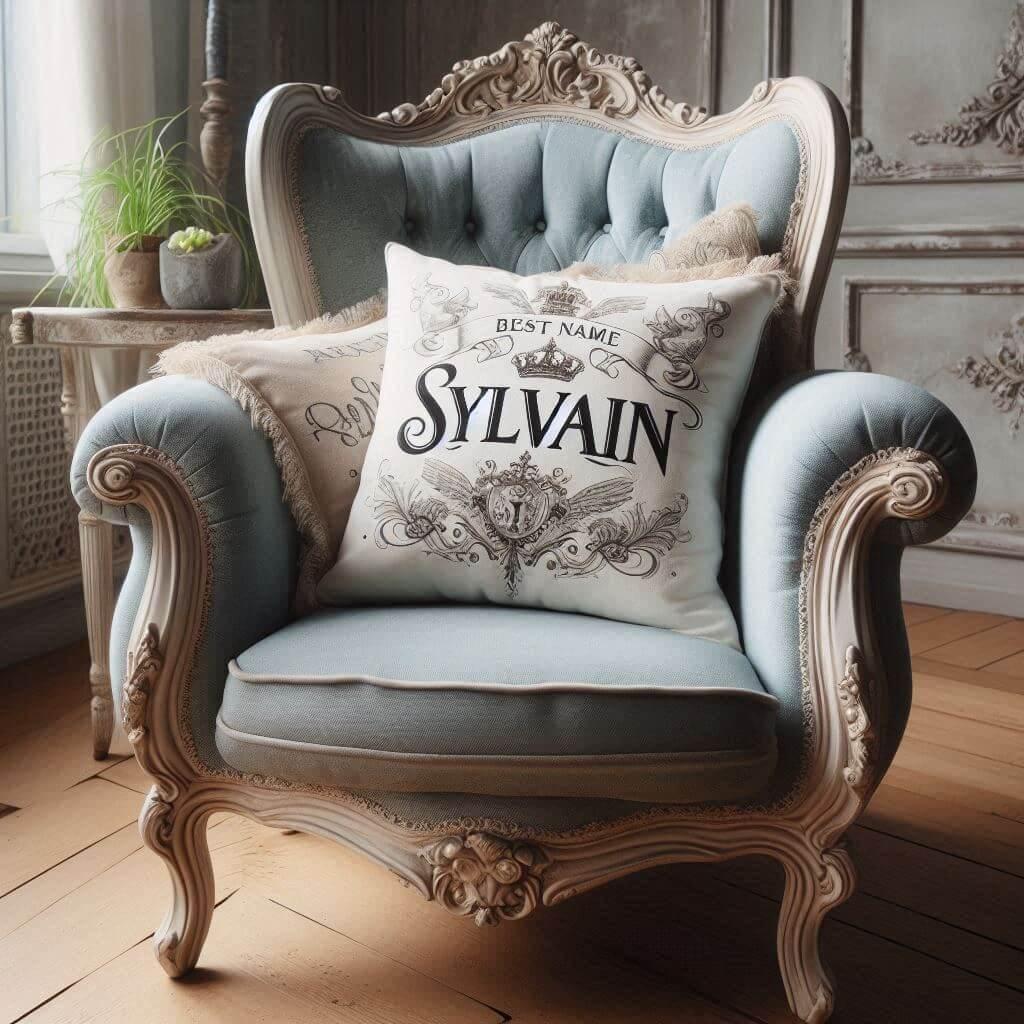 Un coussin avec le prenom sylvain
