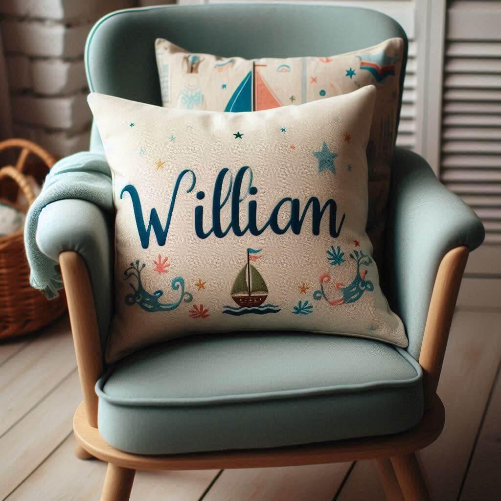 Un coussin avec le prenom william
