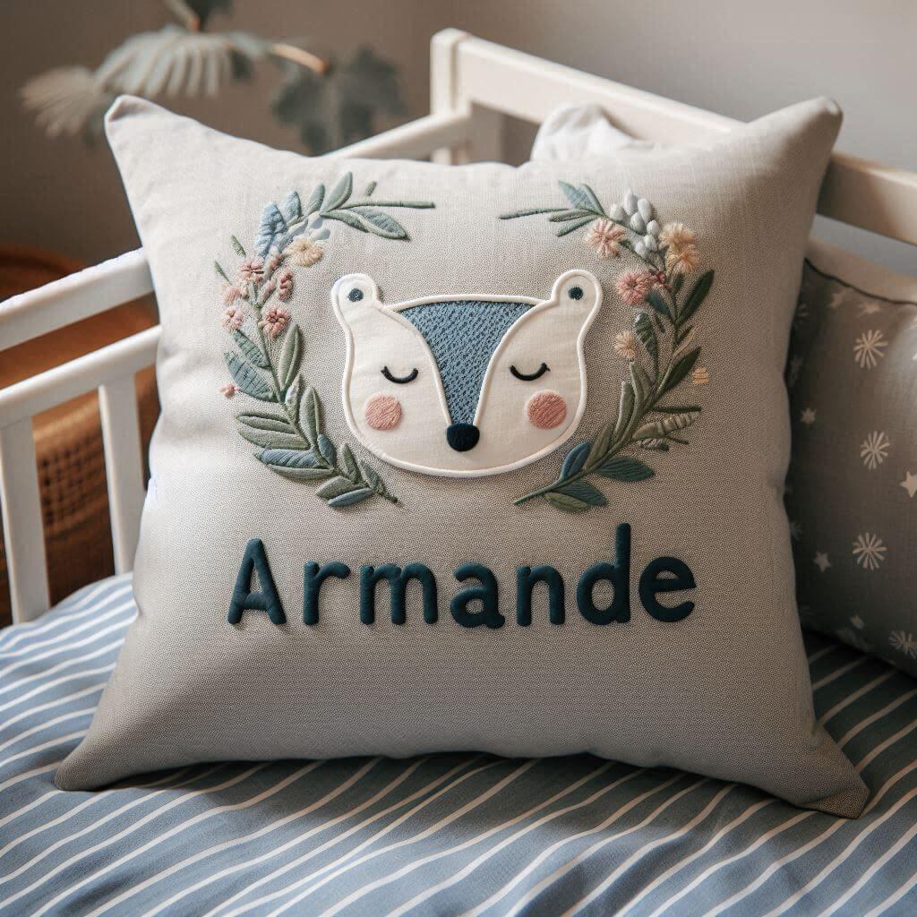 Un coussin personnalise avec le prenom armande