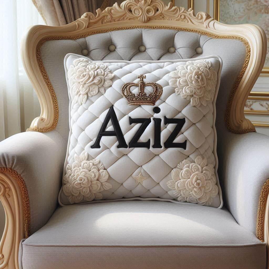 Un coussin personnalise avec le prenom aziz