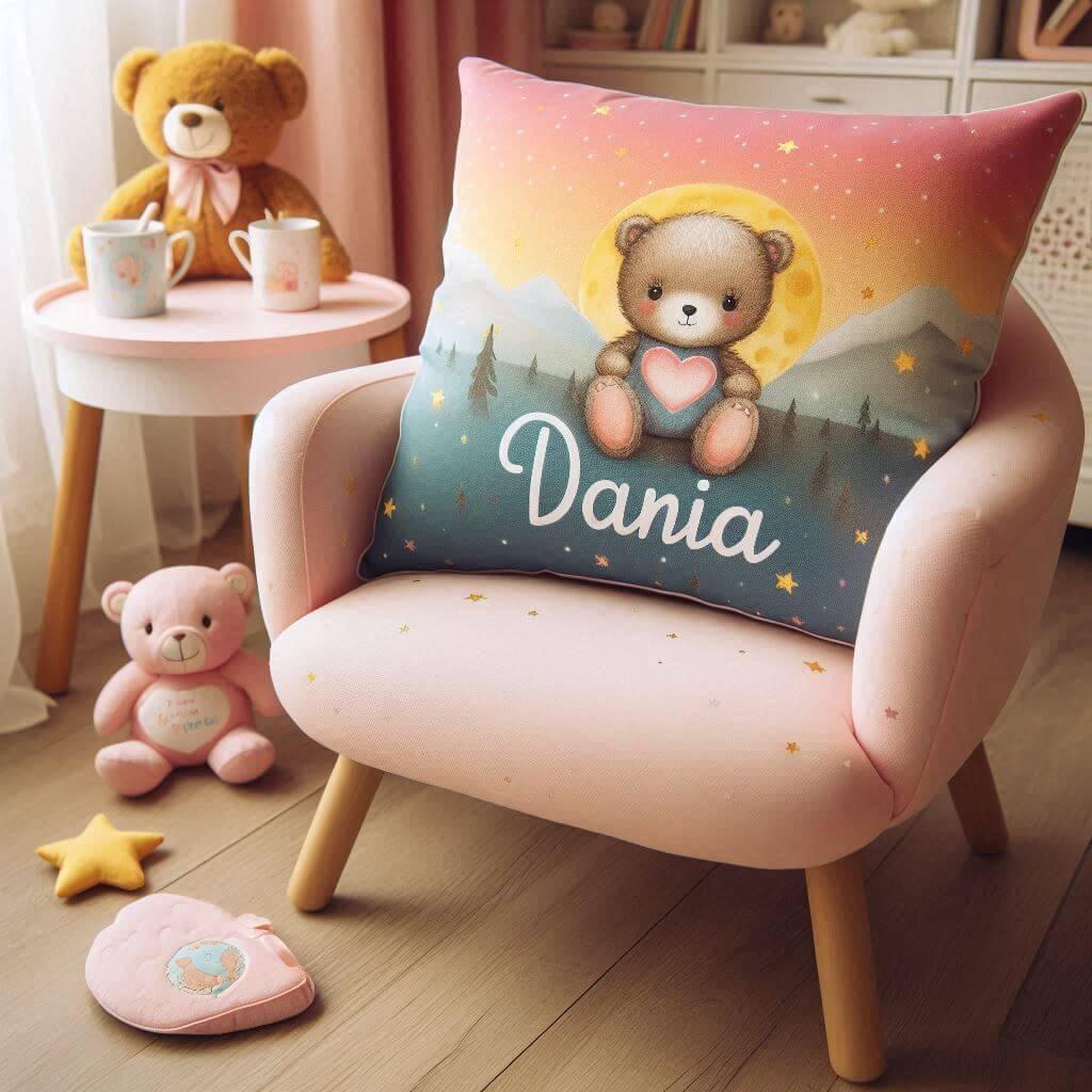 Un coussin personnalise avec le prenom dania