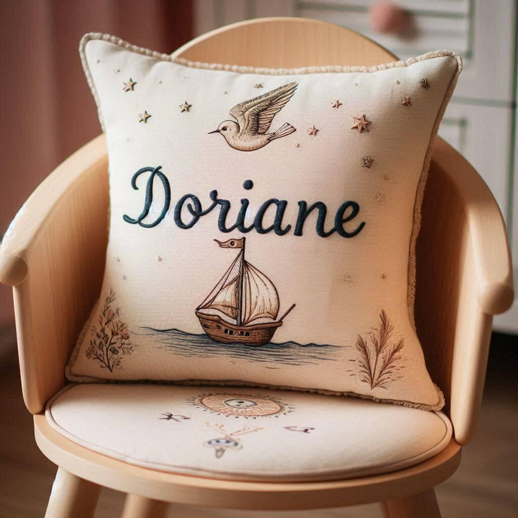 Un coussin personnalise avec le prenom doriane