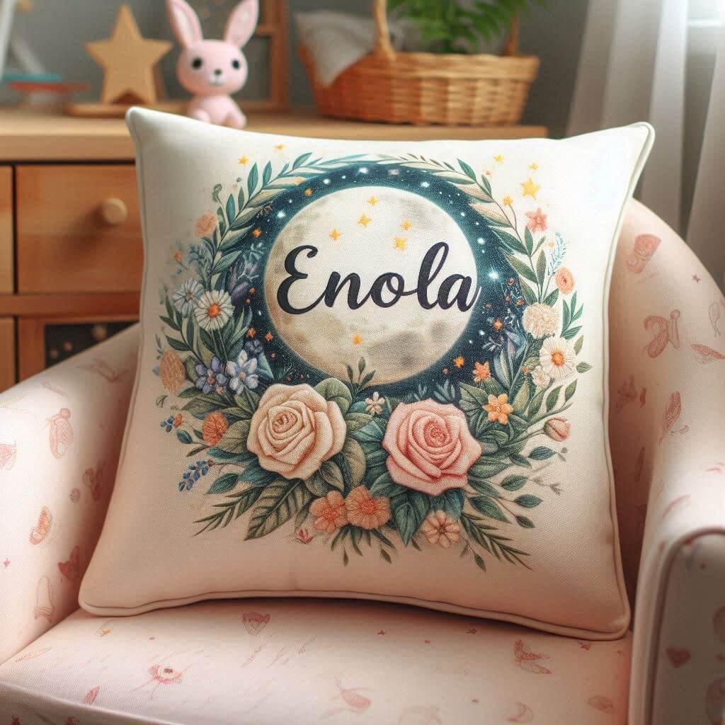 Un coussin personnalise avec le prenom enola