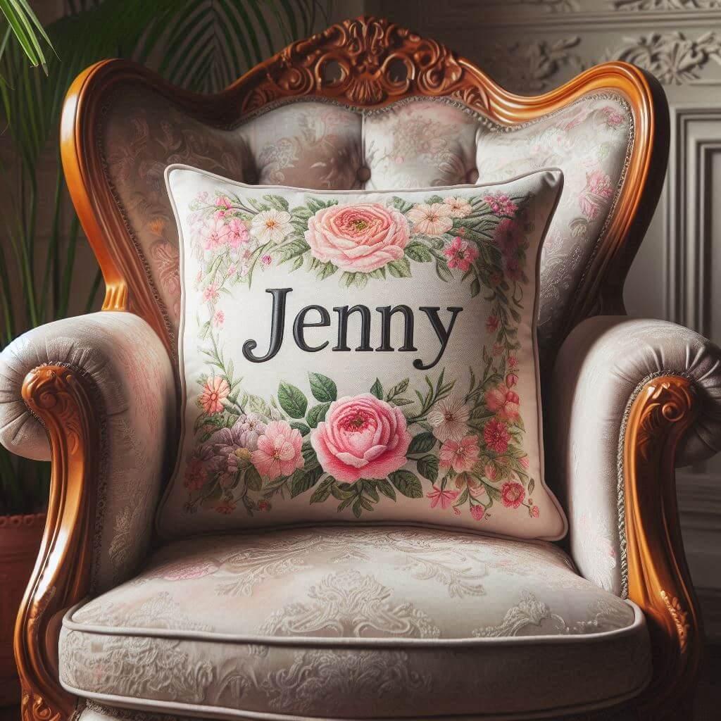 Un coussin personnalise avec le prenom jenny