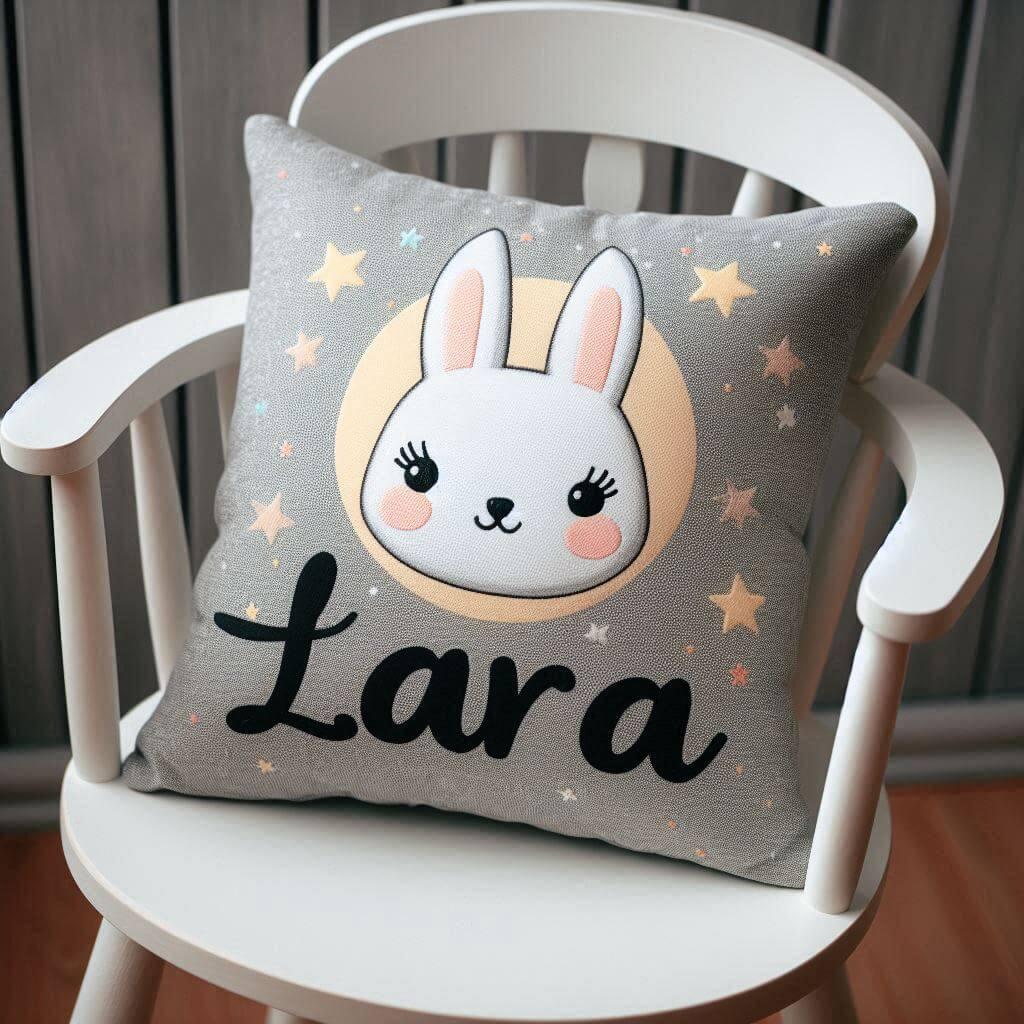 Un coussin personnalise avec le prenom lara