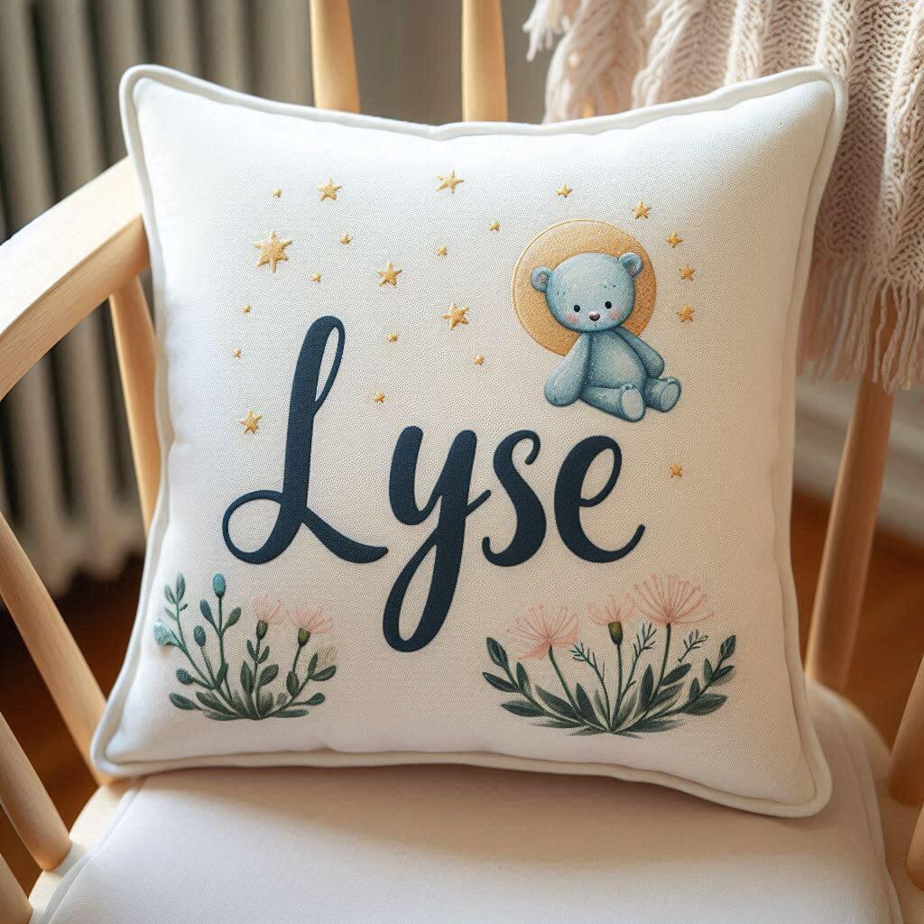 Un coussin personnalise avec le prenom lyse